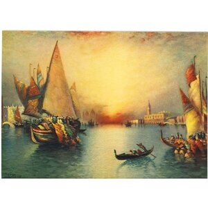 Vintage Calendar Print Venice Coming into St Marks Square 6x8